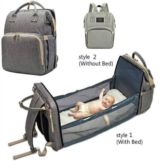 Portable Folding Crib Mommy Bag Bed Backpack - Purple_0