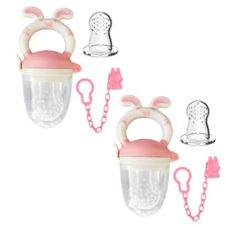 Silicone Rabbit Pacifier and Feeder with Cover - PINK_0