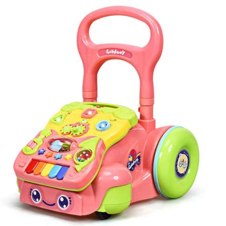 Adjustable Kiddies Sit to Stand Learning Activity Walker - Pink_0