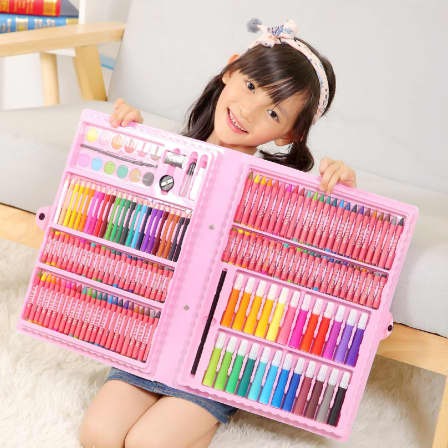 168 Pcs Kids Super Mega Art Colouring Set - Pink_0