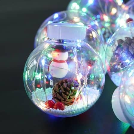 10 piece Christmas Ornaments ball copper wire lights - Warm white_0