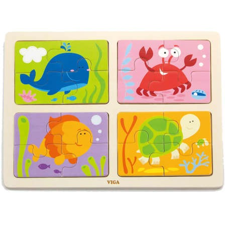 Viga - Puzzle Tray Sea Creatures 4-In-1_0