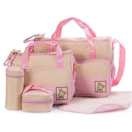 5 in 1 Nappy Bag Set - Pink_0