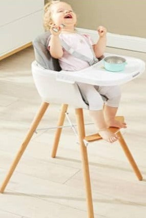 Wooden High Feeding Chair with Tray  - light grey_0