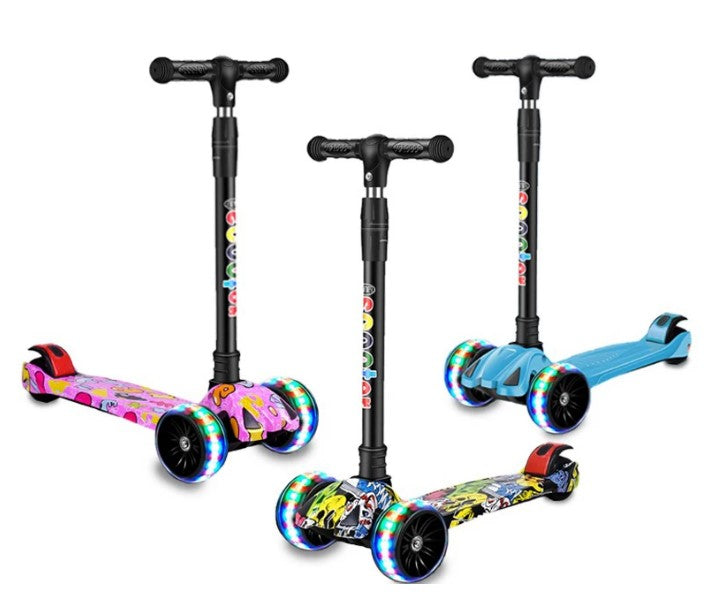 3 Wheel Children Scooter with Flash Wheels Kick - blue_0