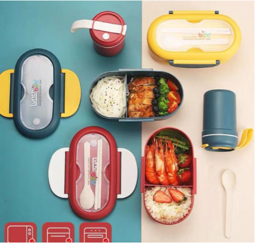 2 Piece Lunch Box with Soup/Juice/Water Cup_1