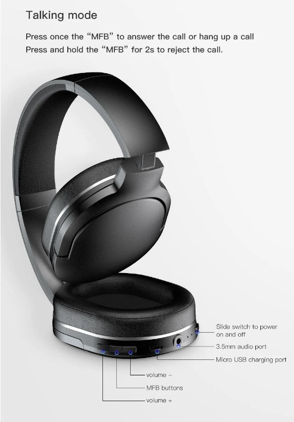 Baseus D02 Wireless Headphone Bluetooth 5.0 - Black_4