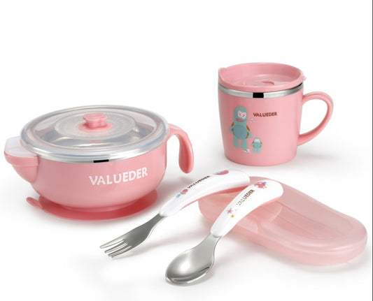 VALUEDER Baby Stainless Steel Feeding Set - Pink_1