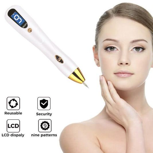 Skin Care Laser Mole, Tattoo Freckle, Wart Corns Dark Spot Removal Pen LCD - Gold_0