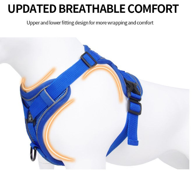 Pet Leash Reflective Breathable Dog Harness Vest Style -  Blue_2