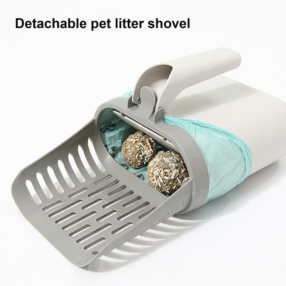 Cat Litter Shovel Set with 2 rolls Bin Bag Large Capacity_4