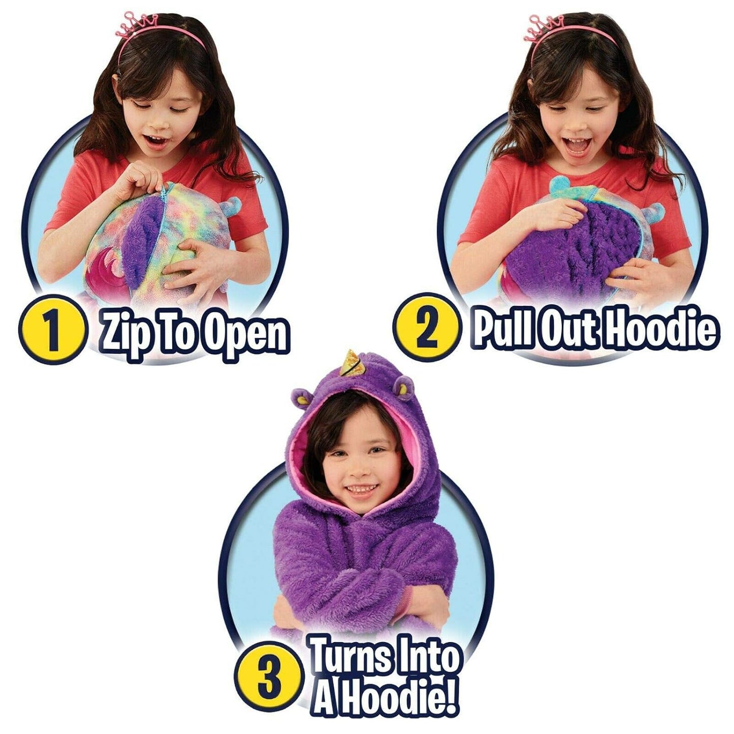 Huggle Pets Animal Hoodie for Kids -  purple