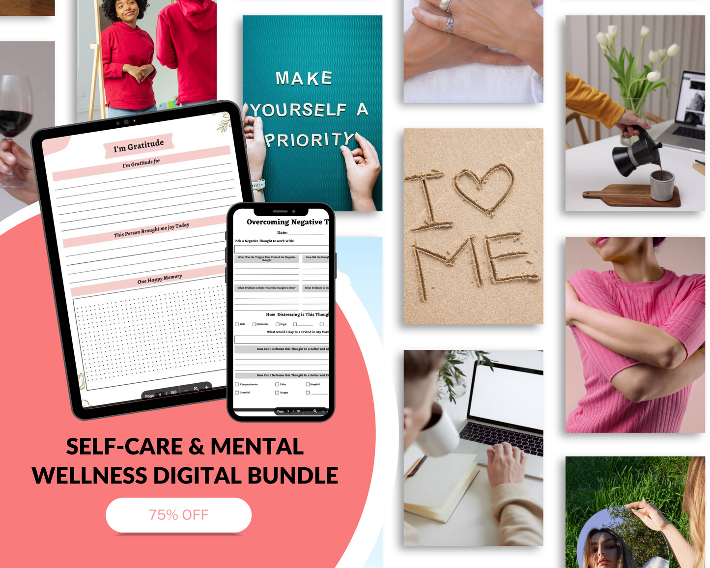 5 Transformative Self-Care eBooks: Mindset, Zen Mastery & Personal Growth + Bonus Self-Care and Mental Wellness Planner Bundle