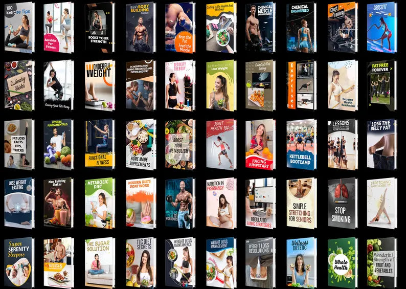 50 Health and Fitness eBook Bundle | Workout, Nutrition, & Wellness Guides | Digital Download