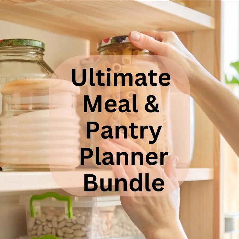 Ultimate Meal & Pantry Planner Bundle, Freezer Inventory, Pantry Challenge, Weekly Health Tracker and More, Printable PDF