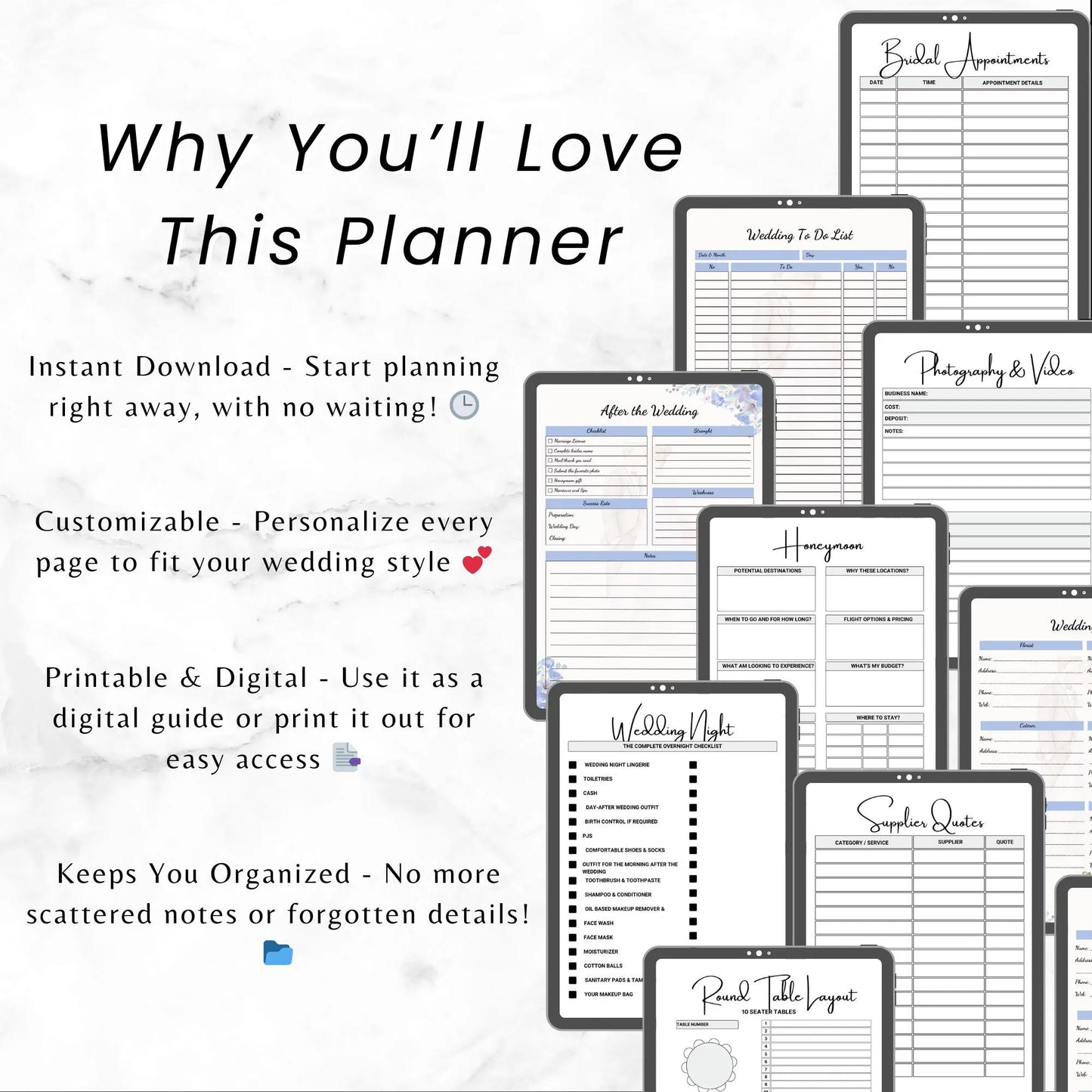 2025 Wedding Planner Template | 79 Pages of Checklists, Budget Tracker, Guest List & More | Instant Download for Brides and Grooms