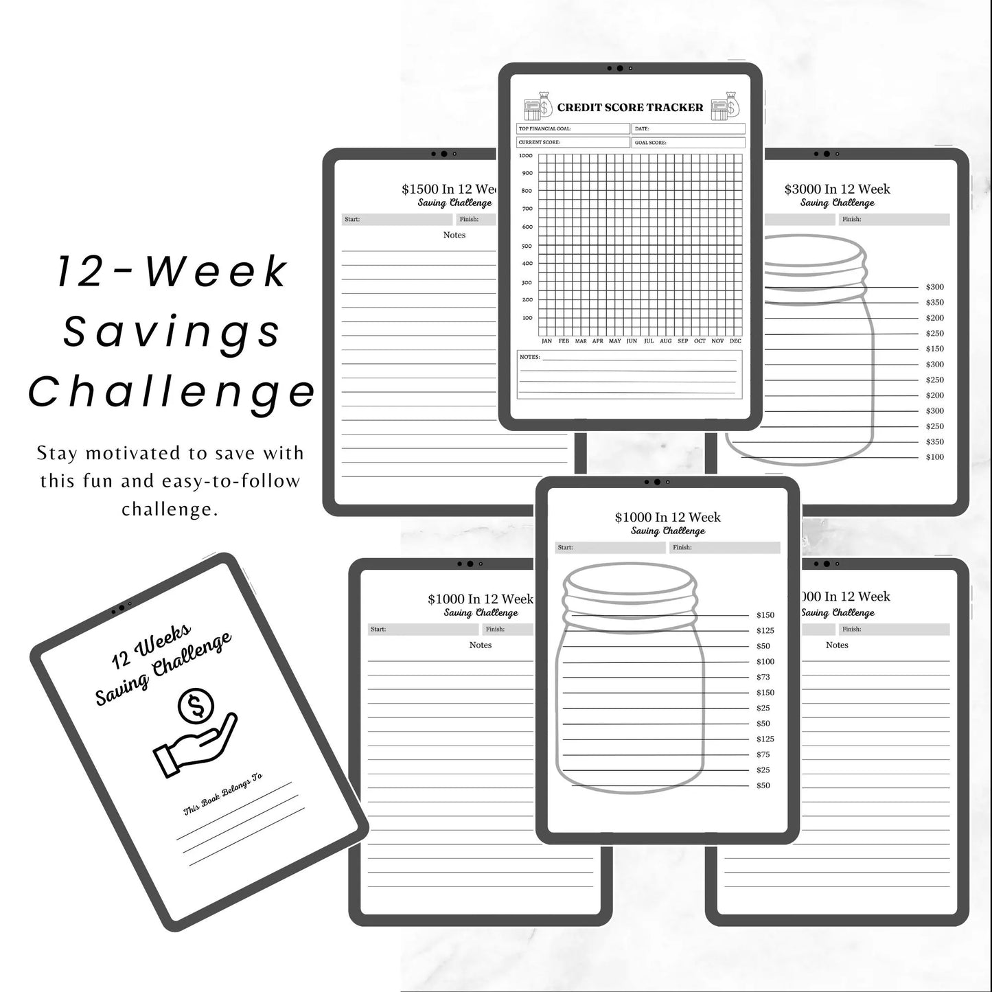 Editable Budget Planner Bundle  / Monthly Tracker / Debt & Savings Tracker / 12-Week Challenge / Rainbow Financial Planner Canva Templates