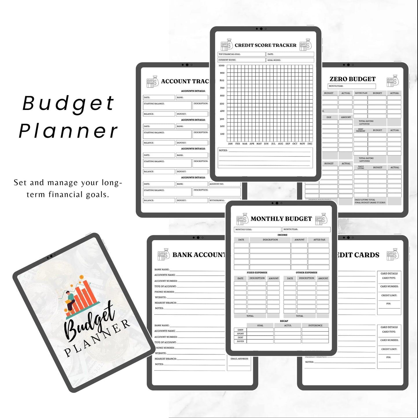 Editable Budget Planner Bundle  / Monthly Tracker / Debt & Savings Tracker / 12-Week Challenge / Rainbow Financial Planner Canva Templates